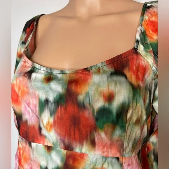 J CREW Squareneck Top size 8  Liberty Hazy Days Floral Tie Back Puff Sleeves - Picture 3 of 8